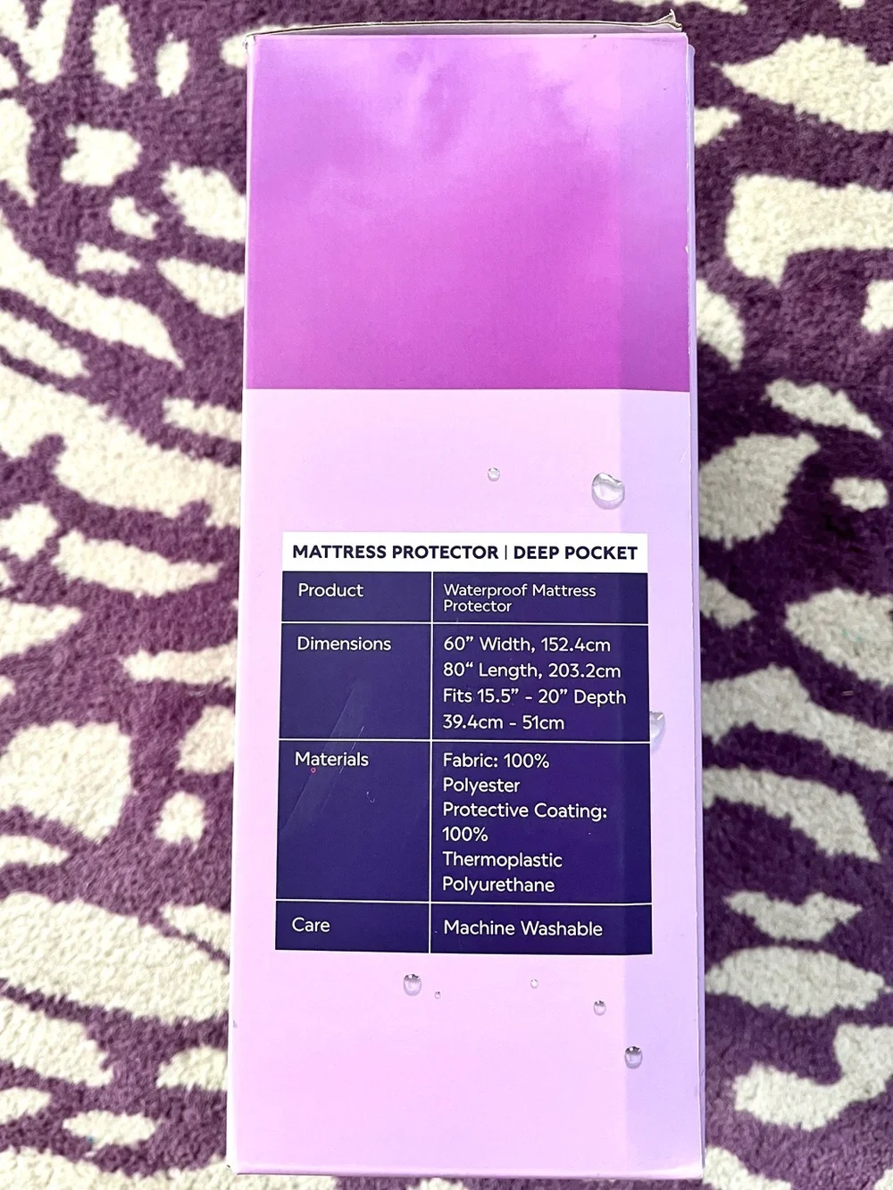 Purple Brand Waterproof Mattress Protector - Queen (Open Box - Like New)